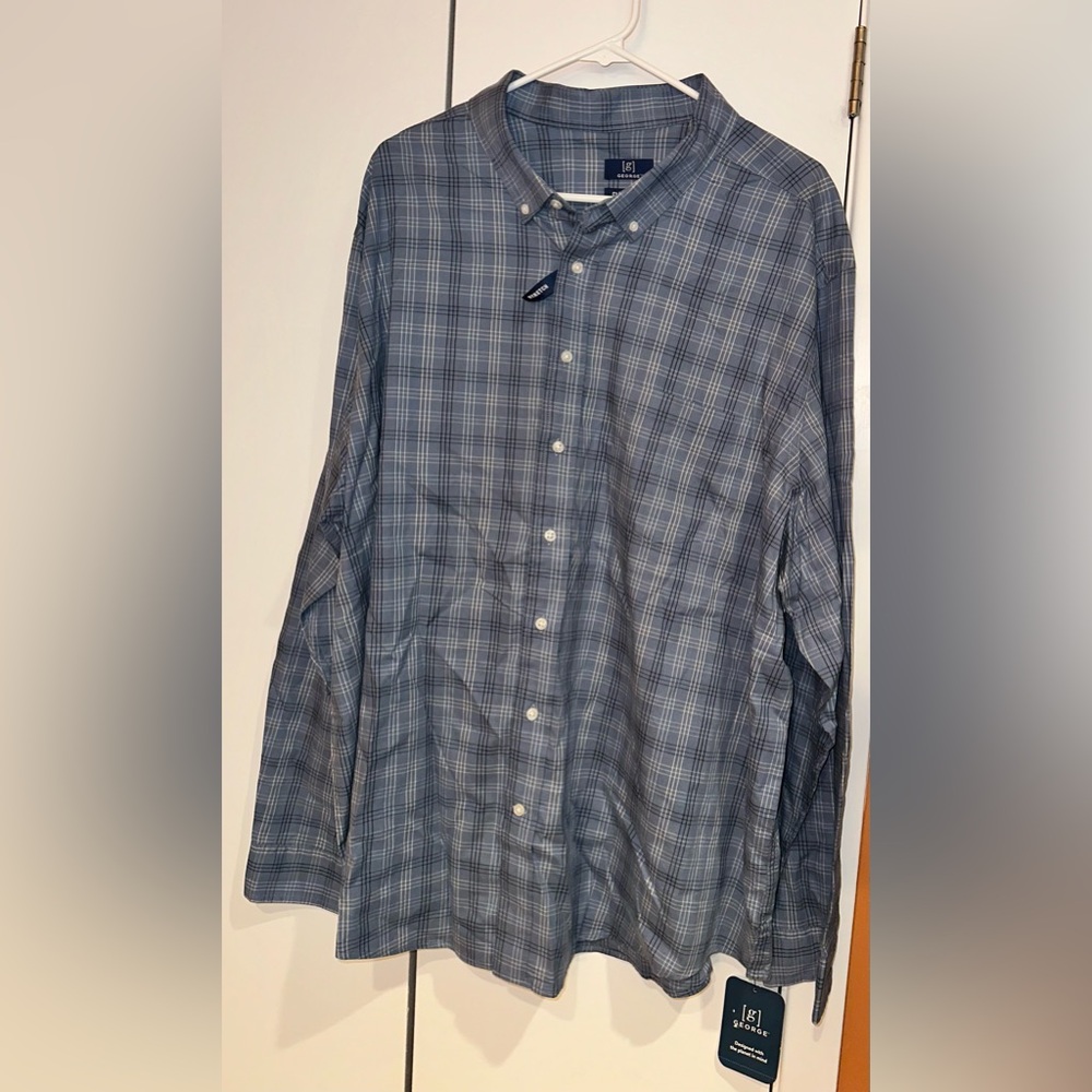George Blue Grey Button Down Shirt.  Size 3XL